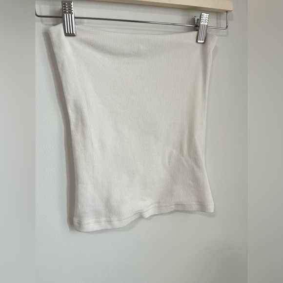 White Ribbed Crop Tube Top White - Picture 2 of 3